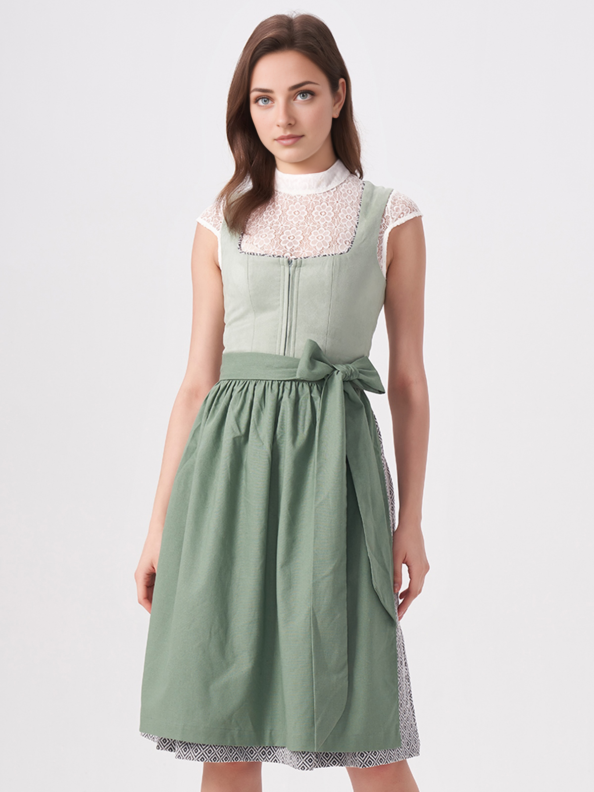 Modernes grünes Dirndl mit schlichtem Schnitt