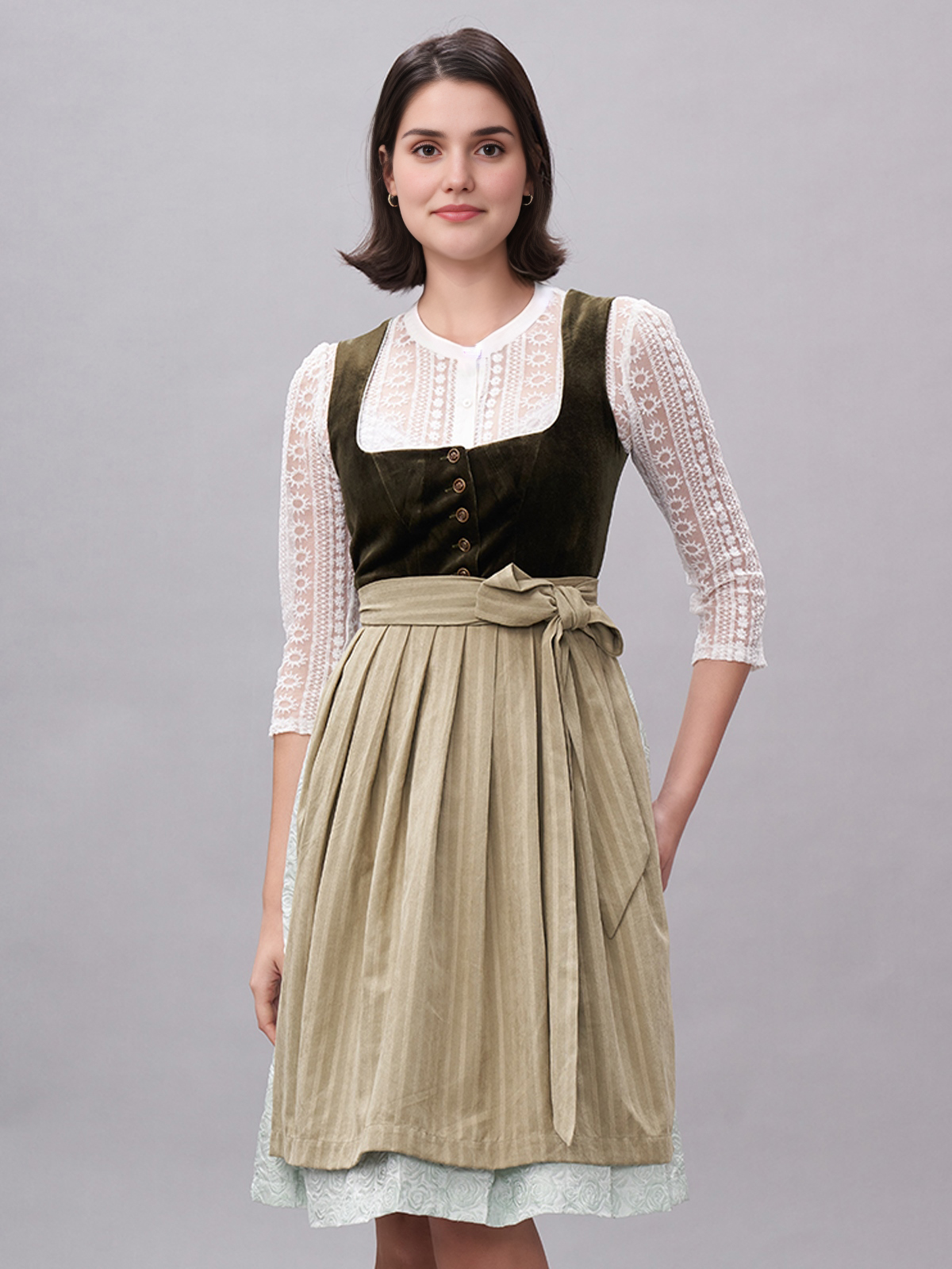 Dirndl mit Ausschnitt in Grün
