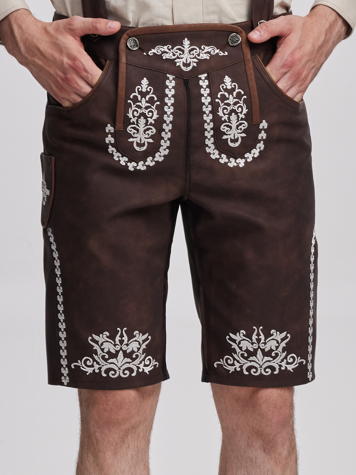 Dirndlbluse mit V-Ausschnitt und Langarm in Braun