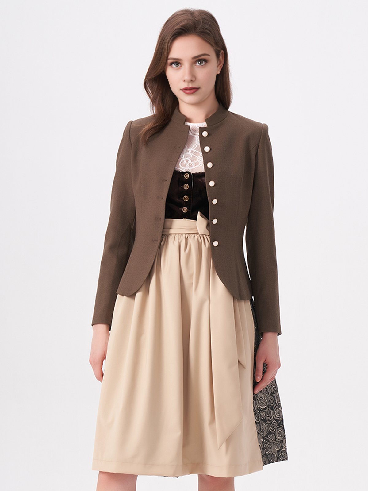 Dunkelrotes Dirndl mit modernem Schnitt