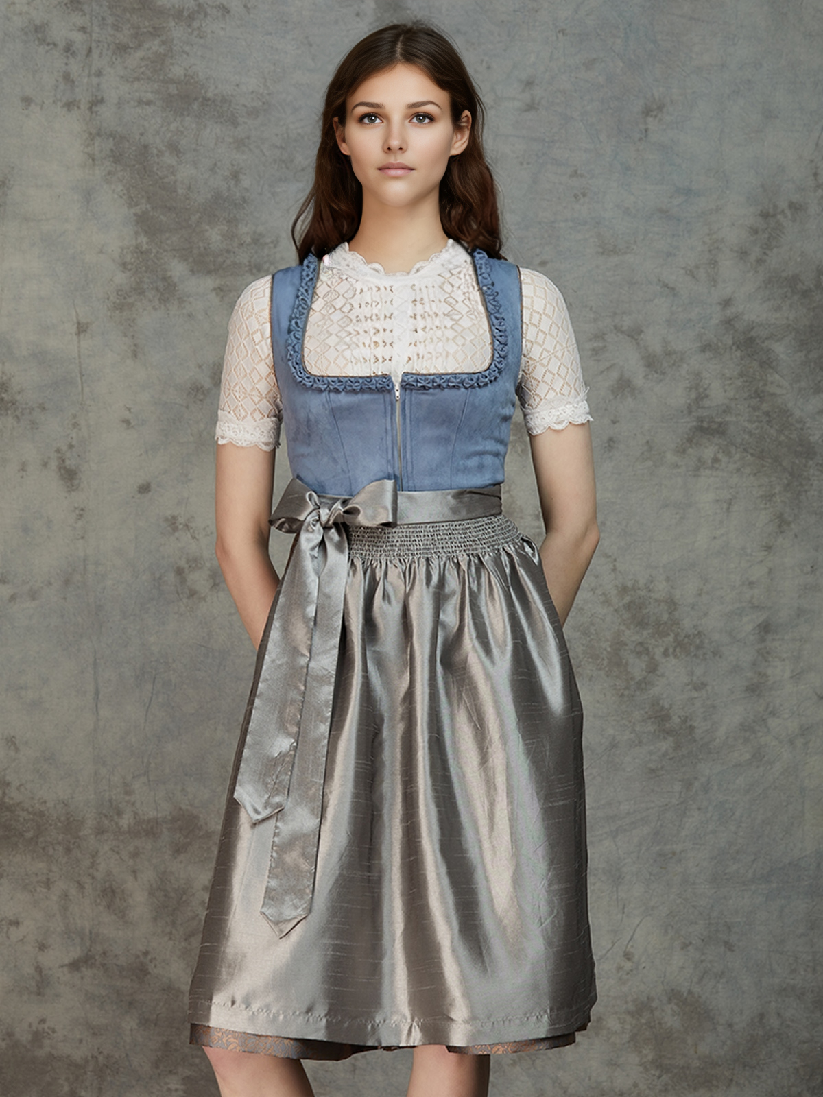 Dirndl mit geradem Ausschnitt in Blau